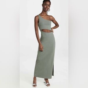 Susana Monaco One Arm Cutout High Slit Dress Slate Green Small NWT